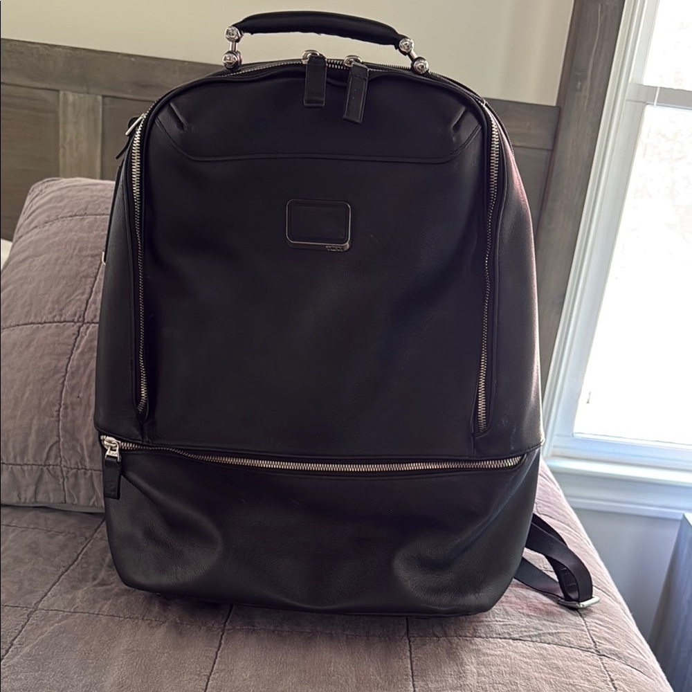 Black Leather Tumi Backpack
